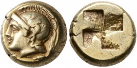 IONIA. Phokaia. Circa 478-387 BC. Hekte (Electrum, 10 mm, 2.54 g). Head of Athena to left, wearing crested Attic helmet decorated with a griffin; belo...