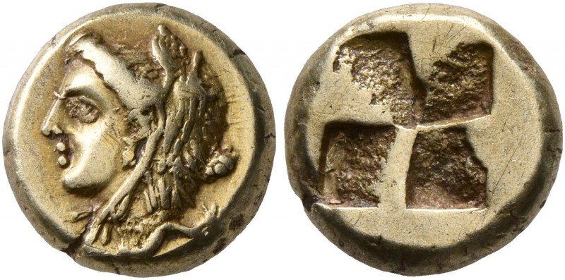 IONIA. Phokaia. Circa 387-326 BC. Hekte (Electrum, 10 mm, 2.55 g). Head of Ompha...