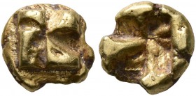 IONIA. Uncertain. Circa 625-600 BC. Myshemihekte – 1/24 Stater (Electrum, 7 mm, 0.73 g), Phokaic standard. Raised counterclockwise swastika pattern. R...