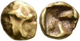 IONIA. Uncertain. Circa 600-550 BC. 1/24 Stater (Electrum, 6 mm, 0.32 g), Phokaic standard. Head of a roaring lion to right. Rev. Incuse square punch....