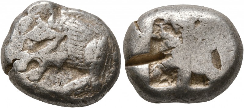 CARIA. Mylasa. Circa 520-490 BC. Stater (Silver, 19 mm, 11.10 g). Forepart of a ...