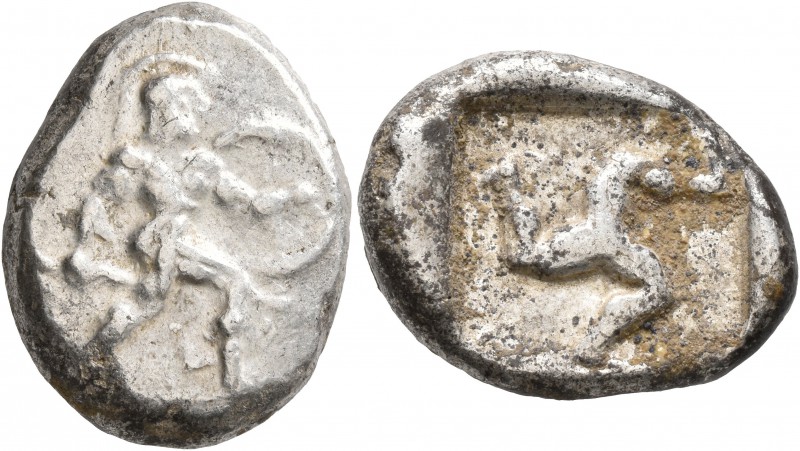 PAMPHYLIA. Aspendos. Circa 465-430 BC. Stater (Silver, 22 mm, 10.60 g). Hoplite ...