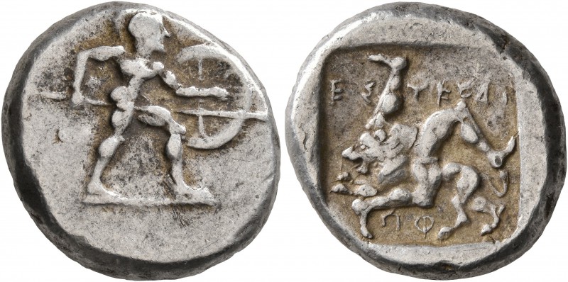 PAMPHYLIA. Aspendos. Circa 465-430 BC. Stater (Silver, 22 mm, 10.87 g, 3 h). Hop...