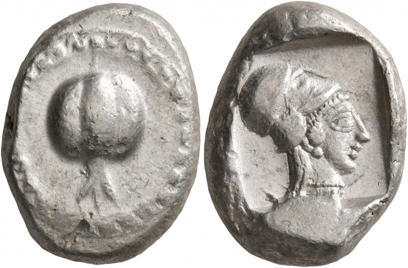 PAMPHYLIA. Side. Circa 460-430 BC. Stater (Silver, 22 mm, 10.88 g, 11 h). Pomegr...