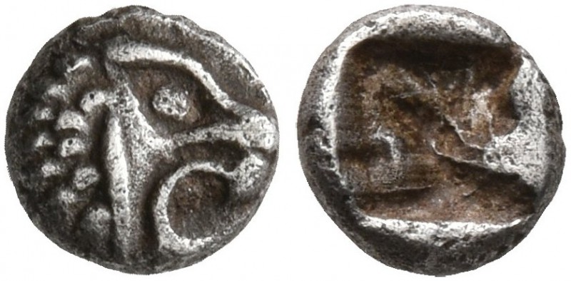 ASIA MINOR. Uncertain. 5th century BC. Tetartemorion (Silver, 5 mm, 0.15 g). Hea...