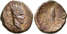 KINGS OF ARMENIA. Artavasdes II, 56-34 BC. Dichalkon (Bronze, 17 mm, 4.00 g, 12 h), Artaxata, RY 1 = 56/5. Draped bust of Artavasdes II (or Tigranes I...