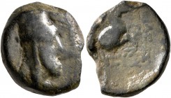 KINGS OF ARMENIA. Tigranes VI, second reign, 66/7. Dichalkon (Bronze, 15 mm, 3.93 g, 12 h), Arados, CY 325 = 66/7. Jugate heads of Tigranes VI, wearin...