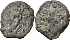 KINGS OF ARMENIA. Tiridates II (?), circa 217-252. AE (Bronze, 27 mm, 4.52 g, 11 h). Bearded head of Tiridates II to left, wearing four-pointed tiara ...