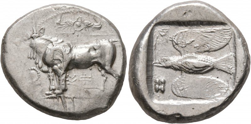 CYPRUS. Paphos. Onasiokos, second half of 5th century BC. Stater (Silver, 22 mm,...
