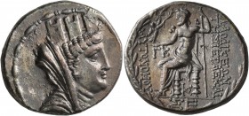 SYRIA, Seleukis and Pieria. Laodicea ad Mare. 78/7-17/6 BC. Tetradrachm (Silver, 26 mm, 15.02 g, 12 h), CY 23 = 59/8. Turreted, veiled and draped bust...
