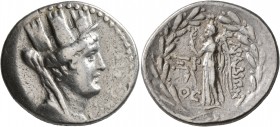 PHOENICIA. Arados. Circa 138/7-44/3 BC. Tetradrachm (Silver, 30 mm, 15.09 g, 1 h), CY 160 = 100/99 BC. Turreted, veiled and draped bust of the city-go...