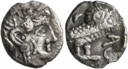 ARABIA, Southern. Saba'. Late 4th–mid 2nd centuries BC. Quarter Unit (Silver, 10 mm, 1.00 g, 7 h), imitating Athens. Head of Athena to right, wearing ...