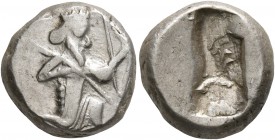 PERSIA, Achaemenid Empire. Time of Darios I to Xerxes II, circa 485-420 BC. Siglos (Silver, 14 mm, 5.30 g), Sardes or subsidiary mint. Persian king or...