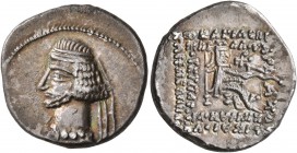 KINGS OF PARTHIA. Mithradates IV, circa 58-53 BC. Drachm (Silver, 20 mm, 4.09 g, 2 h), Rhagai. Diademed and draped bust of Mithradates IV to left. Rev...