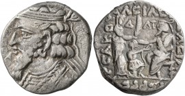 KINGS OF PARTHIA. Artabanos III, circa 10-38. Tetradrachm (Silver, 25 mm, 12.65 g, 1 h), Seleukeia on the Tigris, SE 334 = 23. Diademed and draped bus...