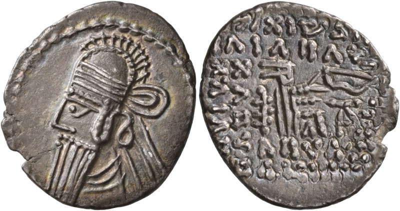 KINGS OF PARTHIA. Vologases IV, circa 147-191. Drachm (Silver, 22 mm, 3.10 g, 1 ...