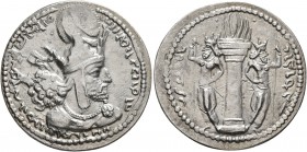 SASANIAN KINGS. Shahpur I, 240-272. Drachm (Silver, 24 mm, 4.41 g, 3 h), mint I ('Ctesiphon'), 244-252/3. Crowned bust of Shahpur I to right. Rev. Fir...