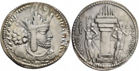 SASANIAN KINGS. Shahpur I, 240-272. Drachm (Silver, 26 mm, 4.39 g, 3 h), mint I ('Ctesiphon'), 244-252/3. Crowned bust of Shahpur I to right. Rev. Fir...