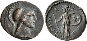 ATTICA. Athens. Pseudo-autonomous issue. AE (Bronze, 23 mm, 6.42 g, 4 h), circa 264-267. Head of Athena to right, wearing crested Corinthian helmet. R...