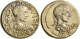 KINGS OF BOSPORUS. Rhescuporis II, with Severus Alexander, 211/2-226/7. Stater (Electrum, 19 mm, 7.54 g, 12 h), BE 520 = 223/4. BACIΛЄωC ΡHCKOΥΠOΡIΔOC...