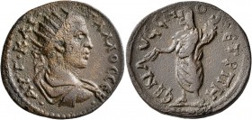 PONTUS. Neocaesarea. Trebonianus Gallus, 251-253. Tetrassarion (Bronze, 30 mm, 15.89 g, 7 h), CY 188 = 251/2. •ΑΥΤ•ΚΑI• •ΓΑΛΛΟϹ•ϹЄΒ• Radiate, draped a...