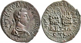 PONTUS. Neocaesarea. Gallienus, 253-268. Tetrassarion (Bronze, 26 mm, 12.43 g, 6 h), CY 200 = 263/4. AYT KAI ΠO ΛIK ΓAΛΛIHNOC Laureate, draped and cui...