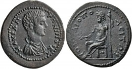 BITHYNIA. Juliopolis. Caracalla, Caesar, 196-198. Tetrassarion (Orichalcum, 30 mm, 12.45 g, 7 h). M AYP ANTΩNINOC KA Bare-headed, draped and cuirassed...