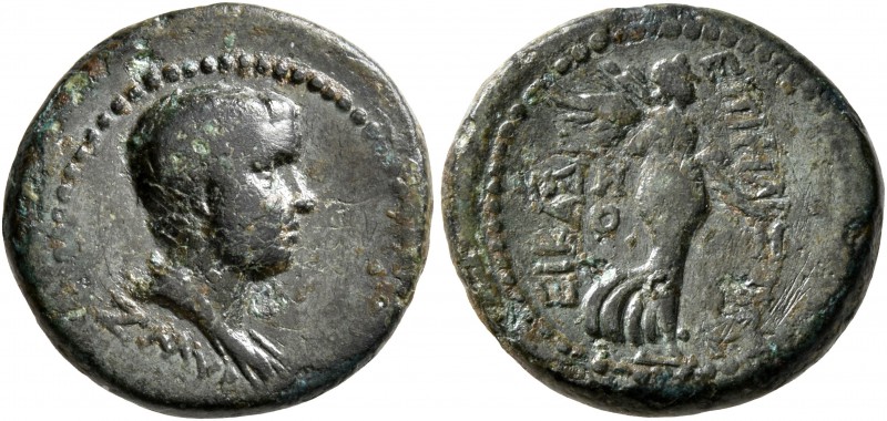 IONIA. Smyrna. Britannicus (?), 41-55. Hemiassarion (Bronze, 17 mm, 3.67 g, 1 h)...