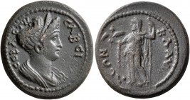 LYDIA. Blaundus. Sabina, Augusta, 128-136/7. Assarion (Orichalcum, 21 mm, 5.72 g, 6 h). CABЄINA CЄBACTH Draped bust of Sabina to right, wearing stepha...