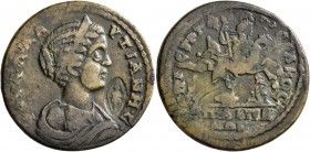 LYDIA. Hypaepa. Plautilla, Augusta, 202-205. Tetrassarion (Orichalcum, 29 mm, 12.68 g, 6 h), Flavius Hierax, magistrate. ΦOYΛ ΠΛAYTIANH•C Draped bust ...