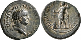 LYDIA. Sardis. Vespasian, 69-79. Assarion (Bronze, 22 mm, 7.04 g, 6 h), T. Fl. Eisigonos, strategos. AYTOK KAIC OYЄCΠACIANΩ Laureate head of Vespasian...