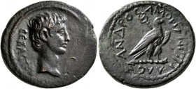 PHRYGIA. Amorium. Augustus, 27 BC-AD 14. Assarion (Orichalcum, 23 mm, 7.16 g, 1 h), Alexander, magistrate. CЄBACTOC Bare head of Augustus to right; be...