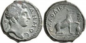 PHRYGIA. Laodicea ad Lycum. Pseudo-autonomous issue. Hemiassarion (Orichalcum, 17 mm, 5.13 g, 1 h), time of the Severans, 193-235. ΔHMOC Diademed head...