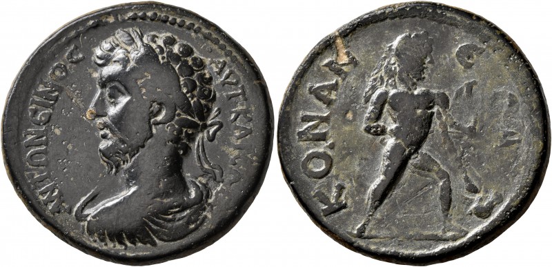 PISIDIA. Conana. Marcus Aurelius, 161-180. Pentassarion (?) (Bronze, 32 mm, 23.9...