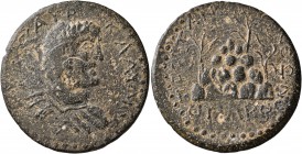PISIDIA. Prostanna. Claudius II Gothicus, 268-270. 10 Assaria (Bronze, 32 mm, 16.22 g, 7 h). AY Kω AYP KΛΑΥΔΙΟC Laureate, draped and cuirassed bust of...