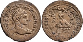 SYRIA, Seleucis and Pieria. Antioch. Elagabalus, 218-222. Octassarion (Bronze, 34 mm, 18.52 g, 12 h). AY KAI M AYP ANTΩNЄINOC CЄ Laureate head of Elag...