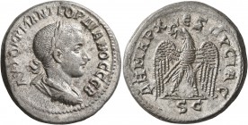 SYRIA, Seleucis and Pieria. Antioch. Gordian III, 238-244. Tetradrachm (Billon, 27 mm, 13.02 g, 5 h), 240. AYTOK M ANT ΓOPΔIANOC CЄB Laureate, draped ...