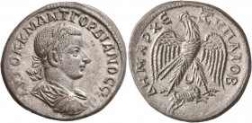 SYRIA, Seleucis and Pieria. Antioch. Gordian III, 238-244. Tetradrachm (Billon, 26 mm, 13.59 g, 6 h). AYTOK K M ANT ΓOPΔIANOC CЄB Laureate, draped and...