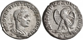 SYRIA, Seleucis and Pieria. Antioch. Trebonianus Gallus, 251-253. Tetradrachm (Billon, 25 mm, 11.95 g, 5 h), 251. AYTOK K Γ OYIB TPЄB ΓAΛΛOC CЄB Laure...