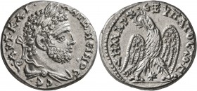 SYRIA, Seleucis and Pieria. Laodicea ad Mare. Caracalla, 198-217. Tetradrachm (Silver, 26 mm, 13.92 g, 1 h), 212-213. •AYT•KAI• •ANTΩNЄINOC •CЄ• Laure...