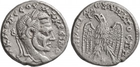 SYRIA, Seleucis and Pieria. Laodicea ad Mare. Macrinus, 217-218. Tetradrachm (Silver, 25 mm, 12.83 g, 1 h). AYT K M OΠ CЄOY MAKPЄINOC C Laureate head ...