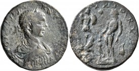 PHOENICIA. Tyre. Elagabalus, 218-222. Tetrassarion (Bronze, 26 mm, 13.23 g, 12 h). IMP CAES M AV ANTONINVS AVG Laureate, draped and cuirassed bust of ...