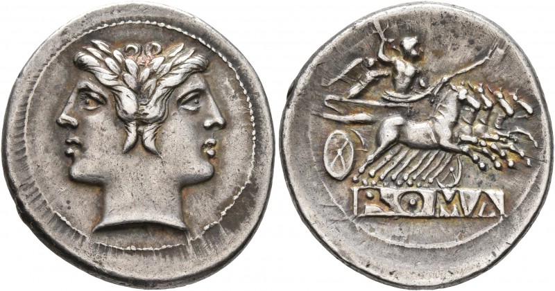 Anonymous, circa 225-214 BC. Quadrigatus - Didrachm (Silver, 25 mm, 6.61 g, 6 h)...