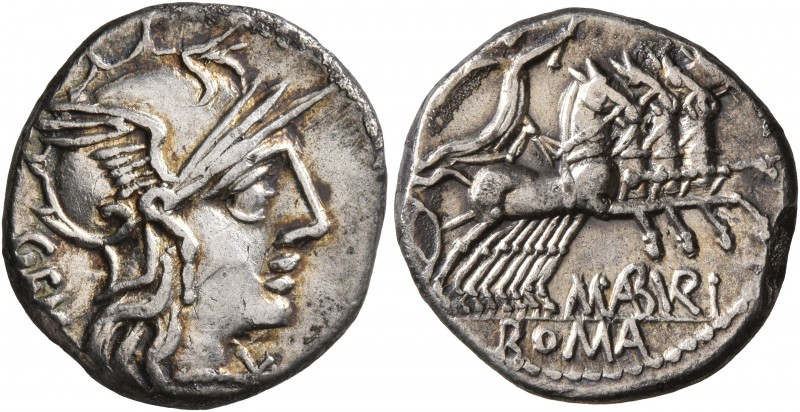 M. Aburius M.f. Geminus, 132 BC. Denarius (Silver, 17 mm, 3.56 g, 1 h), Rome. He...