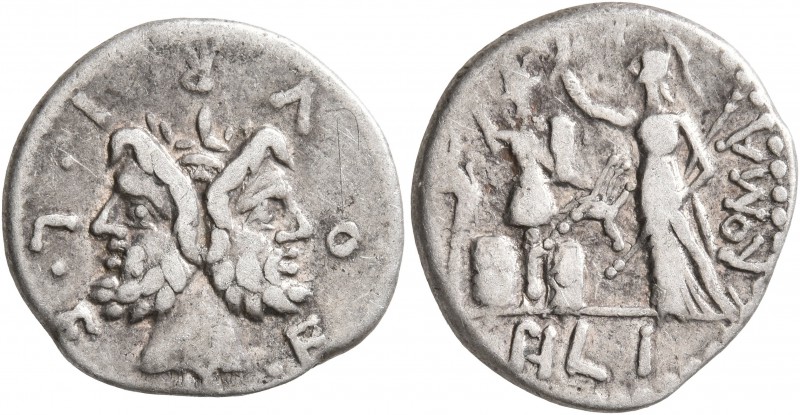 M. Furius L.f. Philus, 120 BC. Denarius (Silver, 19 mm, 3.81 g, 1 h), Rome. M•FO...