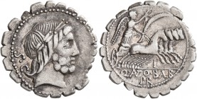Q. Antonius Balbus, 83-82 BC. Denarius (Silver, 20 mm, 3.72 g, 6 h), Rome. Laureate head of Jupiter to right; behind, S•C. Rev. Q•ANTO•BALB / PR Victo...