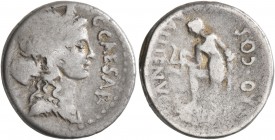 Julius Caesar, 49-44 BC. Denarius (Silver, 17 mm, 3.99 g, 7 h), with Aulus Allienus, proconsular governor of Sicily, Lilybaion (?), late 47 BC. C•CAES...