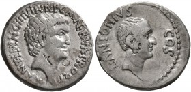Mark Antony, 44-30 BC. Denarius (Silver, 18 mm, 3.71 g, 11 h), Mark Antony, Lucius Antony and M. Cocceius Nerva, Ephesos, Summer 41 BC. M ANT•IMP AVG ...
