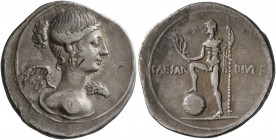Octavian, 44-27 BC. Denarius (Silver, 20 mm, 3.81 g, 2 h), Italian mint (Brundisium or Rome?), circa 32-29. Draped bust of Victory to right. Rev. CAES...
