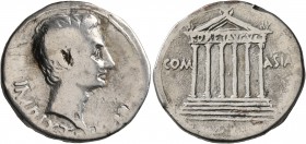 Augustus, 27 BC-AD 14. Cistophorus (Silver, 26 mm, 11.17 g, 12 h), Pergamum, 19-18 BC. IMP•IX•TR•PO V Bare head of Augustus to right. Rev. COM - ASIAE...